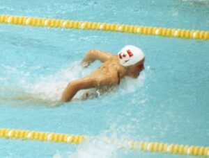 Canada's Wendy Quirk competes in the swimming event at the 1976 Summer Olympic games in Montreal. (CP Photo/COC/RW).

Wendy Quirk du Canada participe en natation aux Jeux olympiques de Montréal de 1976. (Photo PC/AOC)